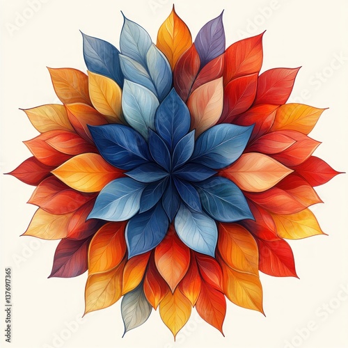 Wallpaper Mural Vibrant Floral Pattern Circular Design Vector Illustration with Colorful Petals and Cherry Blossoms Torontodigital.ca