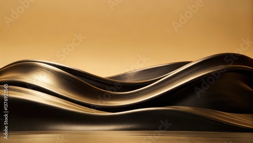 Abstract Gold and Black Waves Background