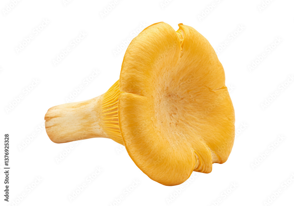 Fresh Yellow Mushroom with Detailed Gills on a Dark Background Fresh Yellow Mushroom with Detailed Gills on a Dark Background