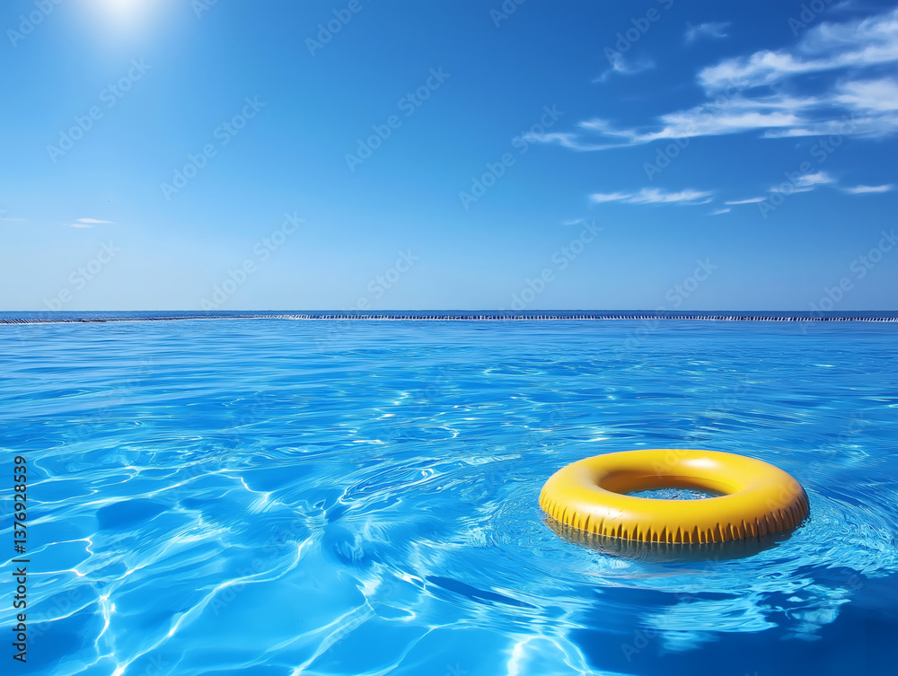 Sunny Poolside Summer Fun: Refreshing Aquatic Recreation and Yellow Pool Float Relaxation Sunny Poolside Summer Fun: Refreshing Aquatic Recreation and Yellow Pool Float Relaxation