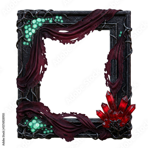 Fantasy rectangle horror frame with crystals and creeppy miasm