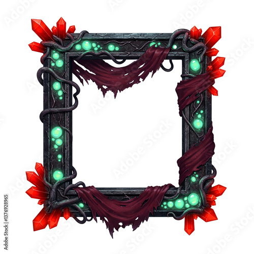 Fantasy rectangle horror frame with crystals and creeppy miasm