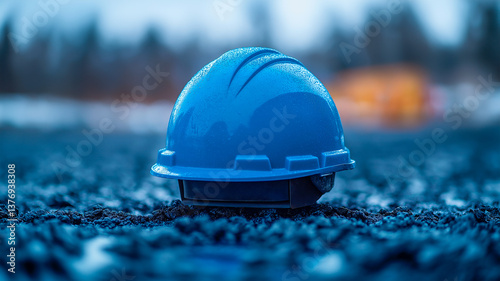 Blue work protection helmet