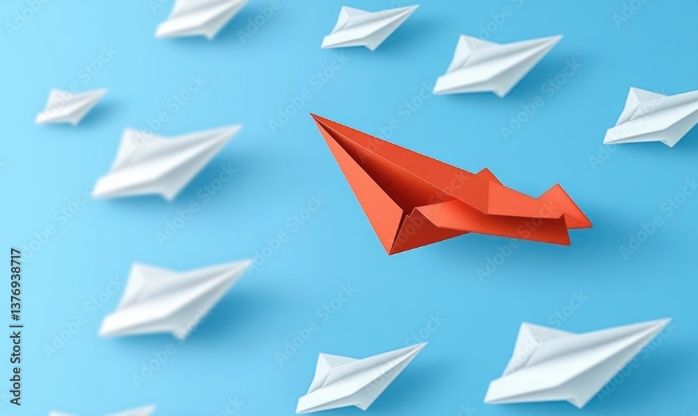 Red Paper Airplane as a Metaphor for Business Success and Innovation in Strategy and Creativity Red Paper Airplane as a Metaphor for Business Success and Innovation in Strategy and Creativity
