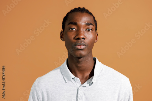 Portrait Man on brown background