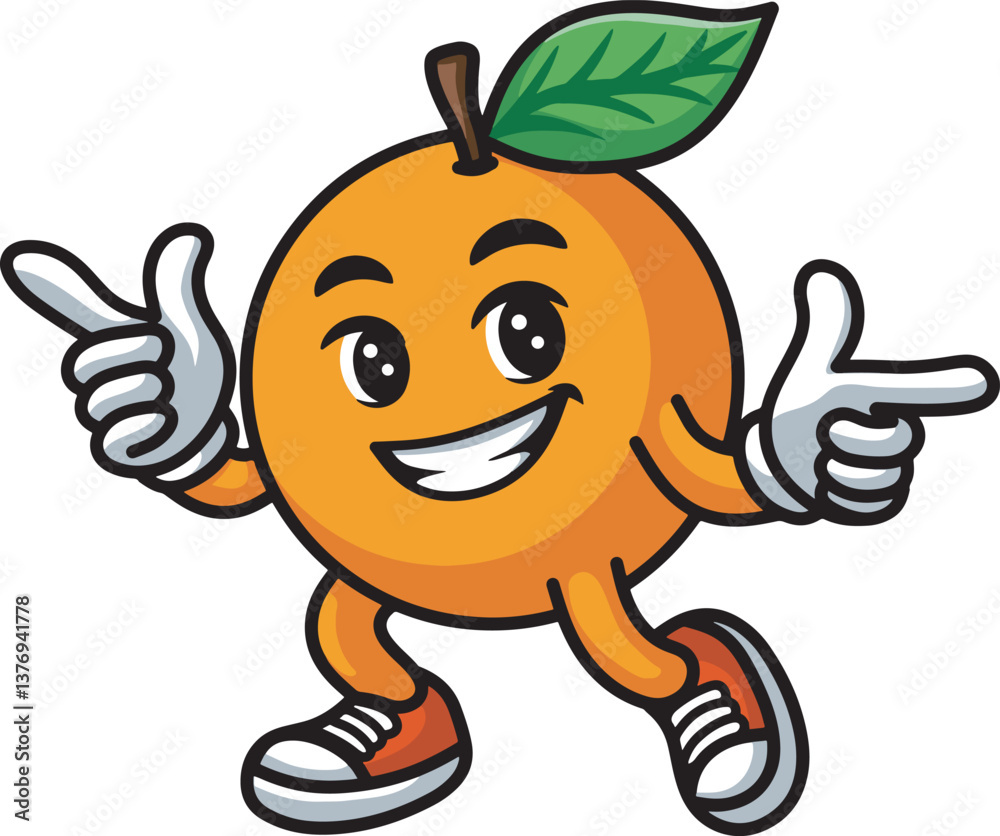 Obraz premium Orange mascot cartoon with funny pose illustration