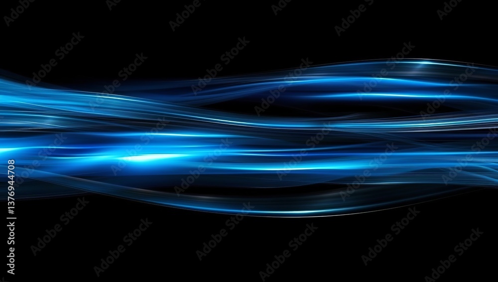 Blue light streaks on a black background, a technology and speed concept. Blue light streaks on a black background, a technology and speed concept.