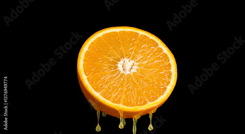 Juicy Orange Slice Dripping with Fresh Juice
