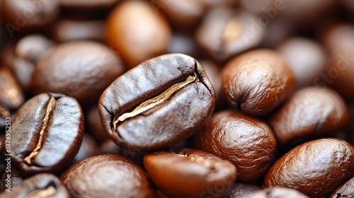 Close Up of Roasted Coffee Beans photo