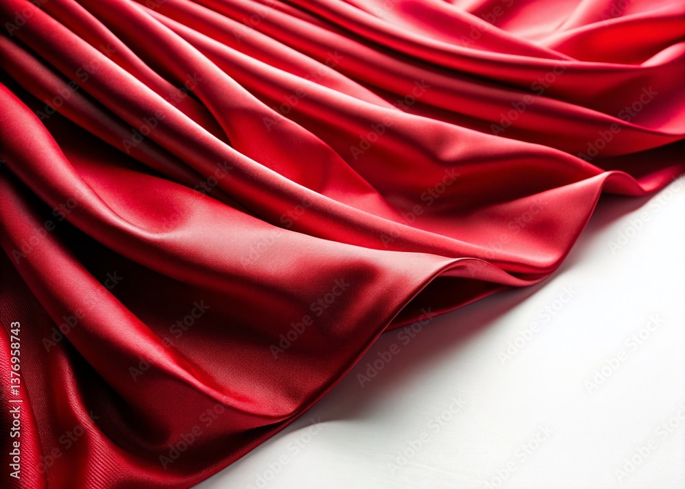 Elegant Red Dress Macro Photography: Luxurious Fabric Detail on White