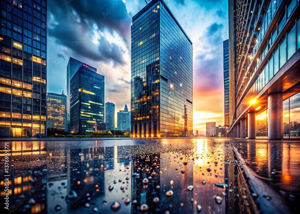 Obraz premium Empty Office Building Recession Gloom - Economic Downturn Impact on Corporate Growth