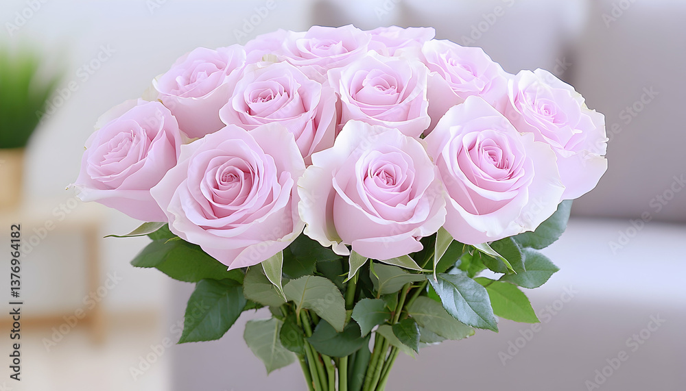 Pastel pink rose bouquet in a soft, bright interior AI generative Pastel pink rose bouquet in a soft, bright interior AI generative