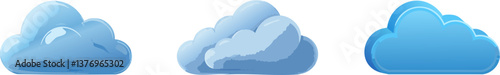 Cloudscape Trio: Three stylized cloud formations float, embodying the serene beauty of the atmosphere. evoking a sense of serenity and freedom.