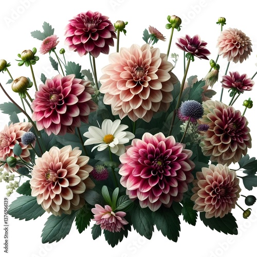 Wallpaper Mural Create Stunning Floral Arrangements with Dwarf Dahlia Blooms isolated on white background 4 Torontodigital.ca