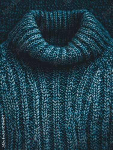 Teal Knit Sweater Texture Closeup.