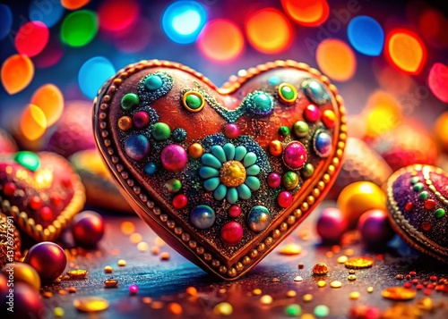 Heart Shaped Candy, Love, Valentine's Day, Romantic, Sweet Treat Stock Photo