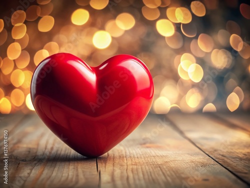 Heart Shaped Objects, Red Heart, Love Symbol, Valentine's Day, Romantic Background,  Close-up Image with Copy Space