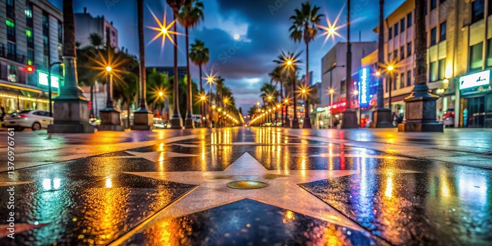 Hollywood Star Walk Fame Night Cityscape Los Angeles California