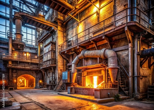Industrial Limestone Furnace Exterior Stock Photo