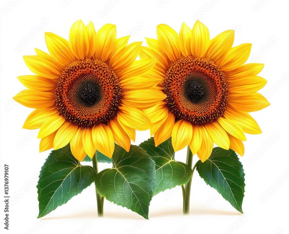 Obraz premium Sunflowers Isolated on White Background