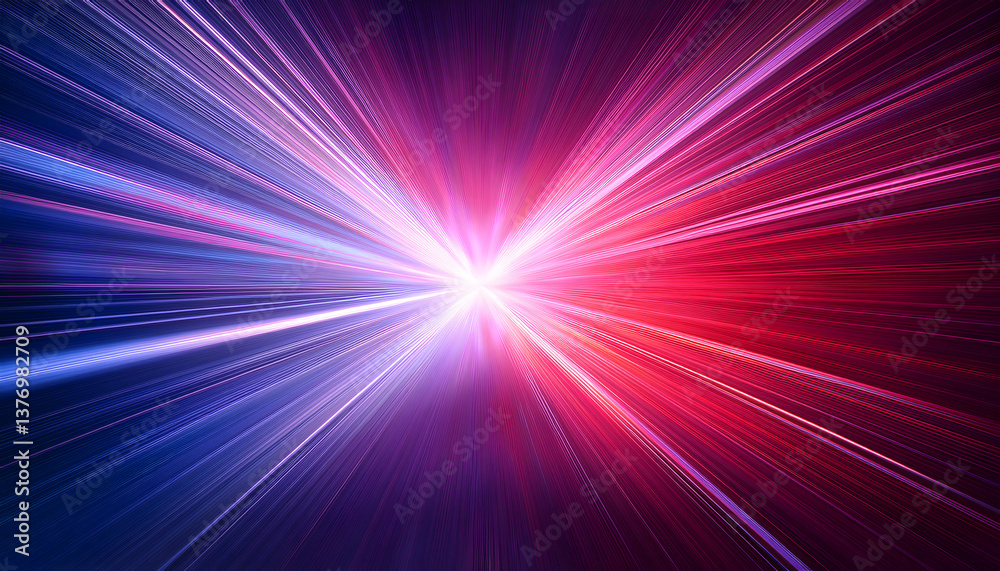 A vibrant burst of light splits into dynamic streaks of pink and blue, creating a sense of speed and energy against a dark backdrop A vibrant burst of light splits into dynamic streaks of pink and blue, creating a sense of speed and energy against a dark backdrop