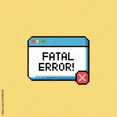 pixel art sticker, y2k retro, fatal error, windows nostalgic