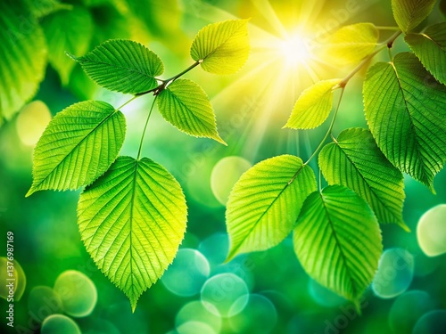 Lush Green Canopy: Bokeh Effect on Broadleaf Trees - Stock Photo