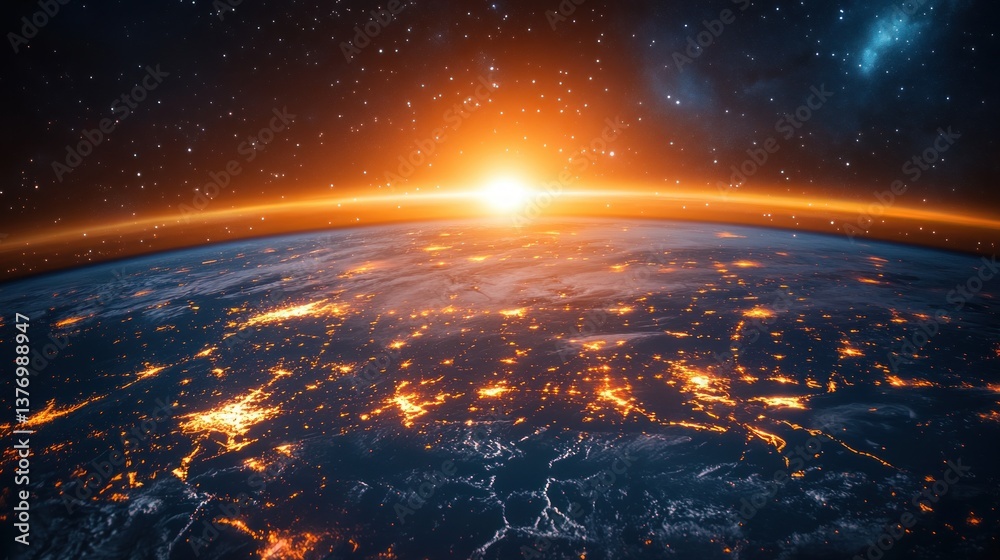 Earth at Night Global Communication Connection Technology Digital Network Earth at Night Global Communication Connection Technology Digital Network
