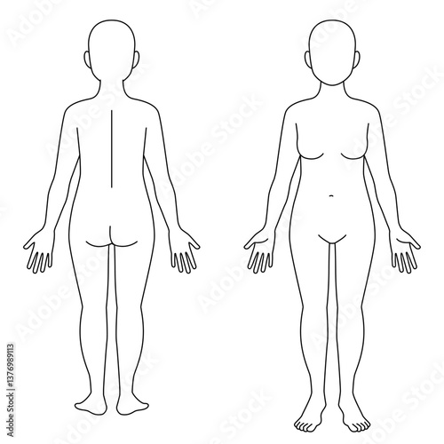 女性の全身　前・後ろ