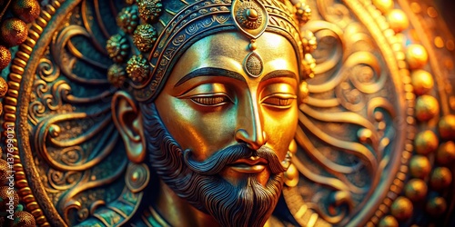 Macro Close-up of a Spiritual Face Outline, Divine Light and Shadow Play,  Holy Symbolism,  Religious Art Photography