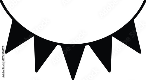 party garland hanging isolated silhouette icon. Pennant flag. Flag garland vector.