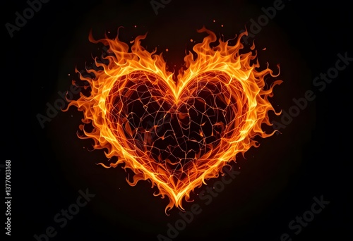 burning heart in fire