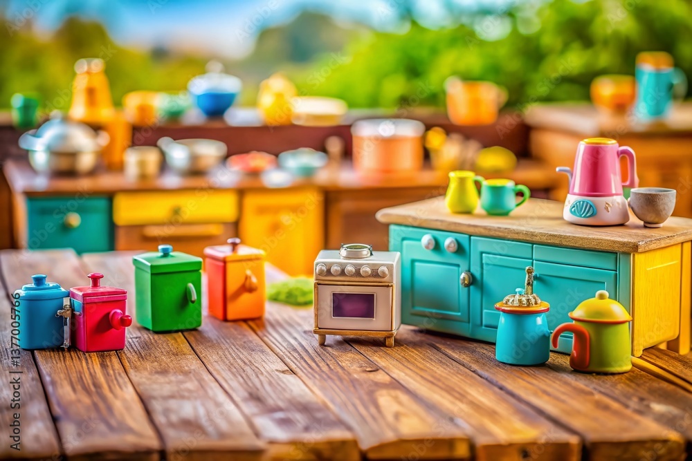 Fototapeta premium Miniature Kitchen Appliances: A Charming Tilt-Shift Photography Collection