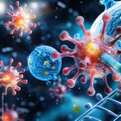 Viruses hijack host cells turning them into gigapixel standard a close-up view of cellular infection in a lab environment