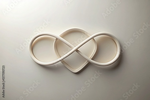 Minimalist Heart Infinity Symbol: Abstract Love and Eternity Stock Photo