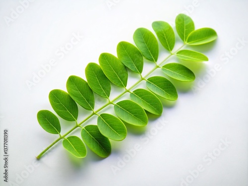 Minimalist Moringa Leaves: Green Wellness Superfood Photography