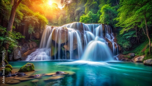 Minimalist Waterfall Background: Serene Nature Scene for Desktop & Mobile
