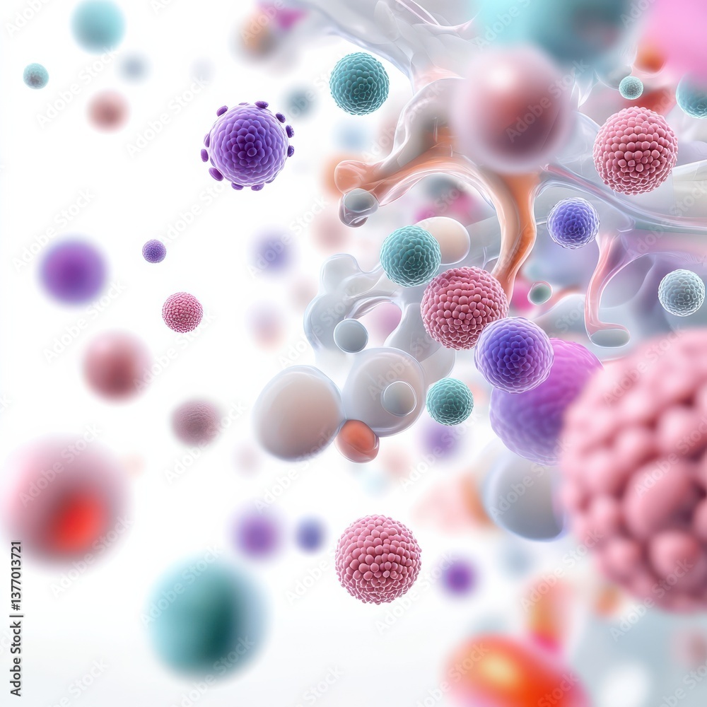 Floating bacterial cells in gigapixel-standard scientific visualization abstract environment close-up view Floating bacterial cells in gigapixel-standard scientific visualization abstract environment close-up view