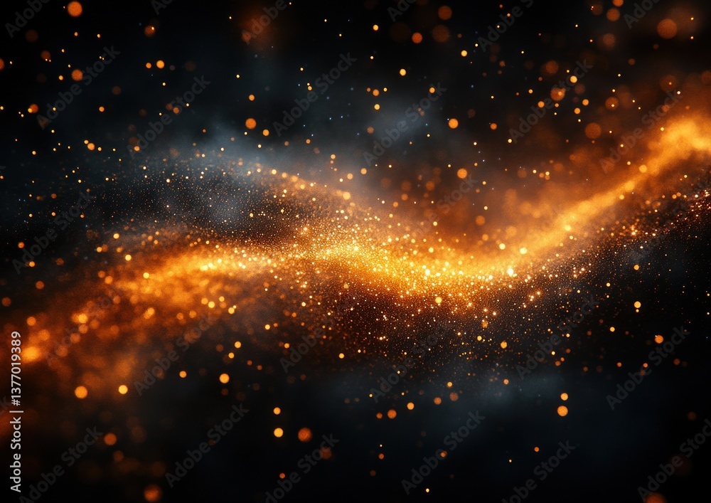 Fototapeta premium Black Background with Gold and Silver Specks Abstract Art