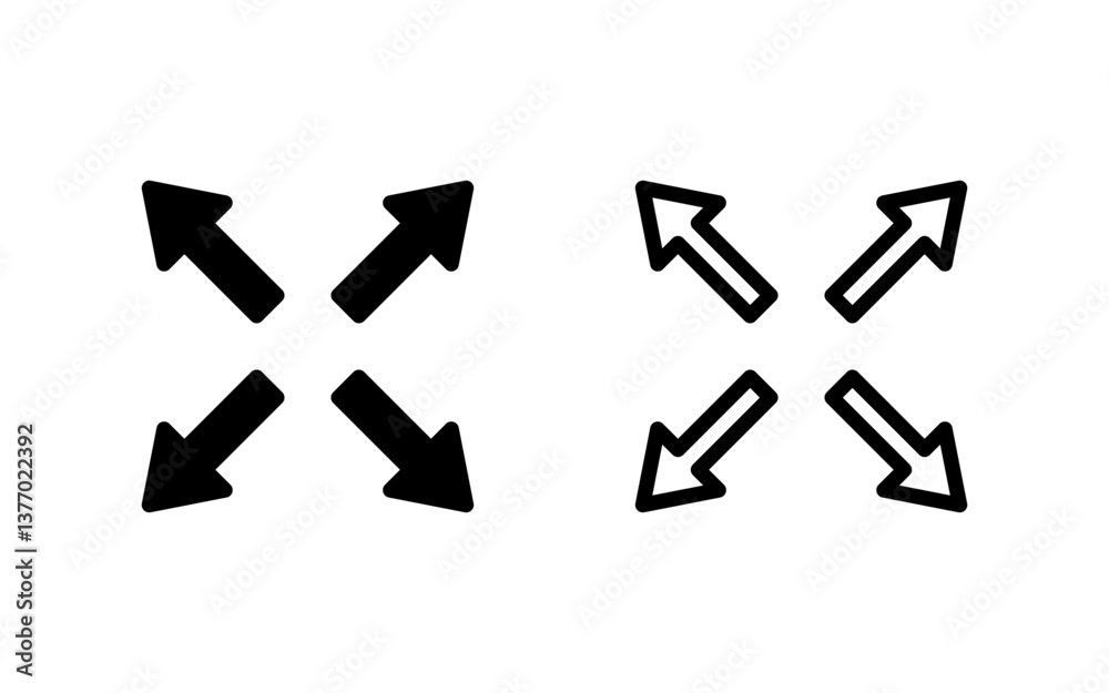 Fullscreen Icon vector illustration. Expand to full screen sign and symbol. Arrows symbol Fullscreen Icon vector illustration. Expand to full screen sign and symbol. Arrows symbol
