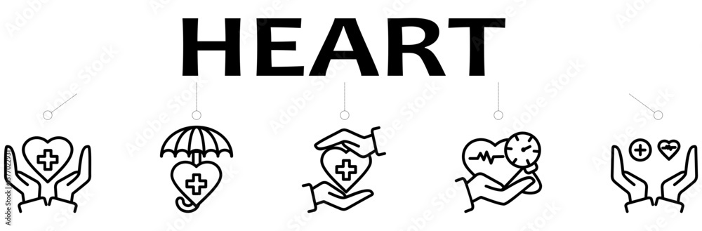 Heart protect icon set concept vector illustration Heart protect icon set concept vector illustration