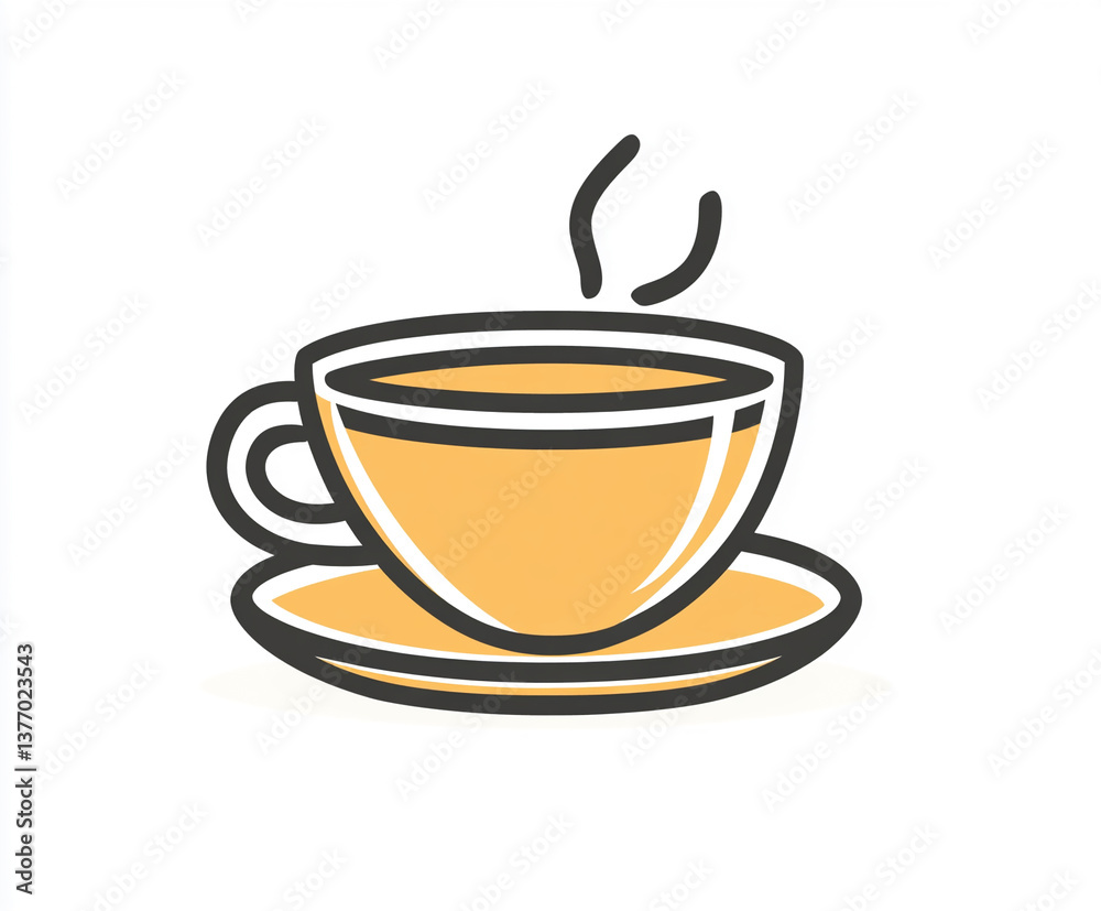 Hot tea served in a simple yellow cup on a matching saucer, designed for a cozy afternoon break, steam rising gently in a serene atmosphere Hot tea served in a simple yellow cup on a matching saucer, designed for a cozy afternoon break, steam rising gently in a serene atmosphere