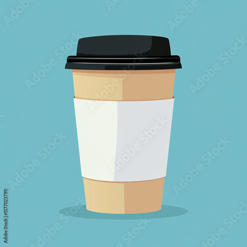 Wallpaper Mural Coffee cup with black lid against a turquoise background, highlighting a simplistic and modern design ideal for cafe branding and beverage presentations Torontodigital.ca