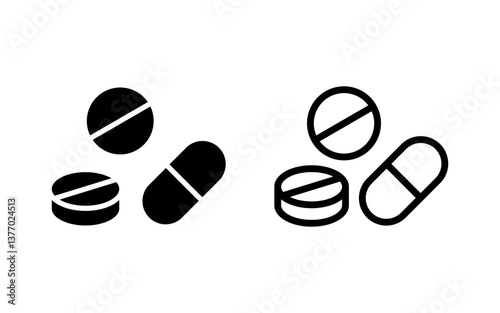 Pills icon vector illustration. capsule icon. Drug sign and symbol