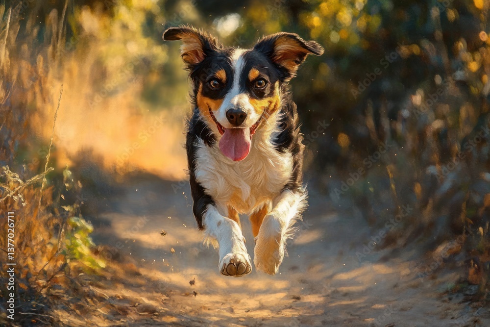 dog jumping over tree trunk in forest golden hour running action play outdoors agility dog jumping over tree trunk in forest golden hour running action play outdoors agility