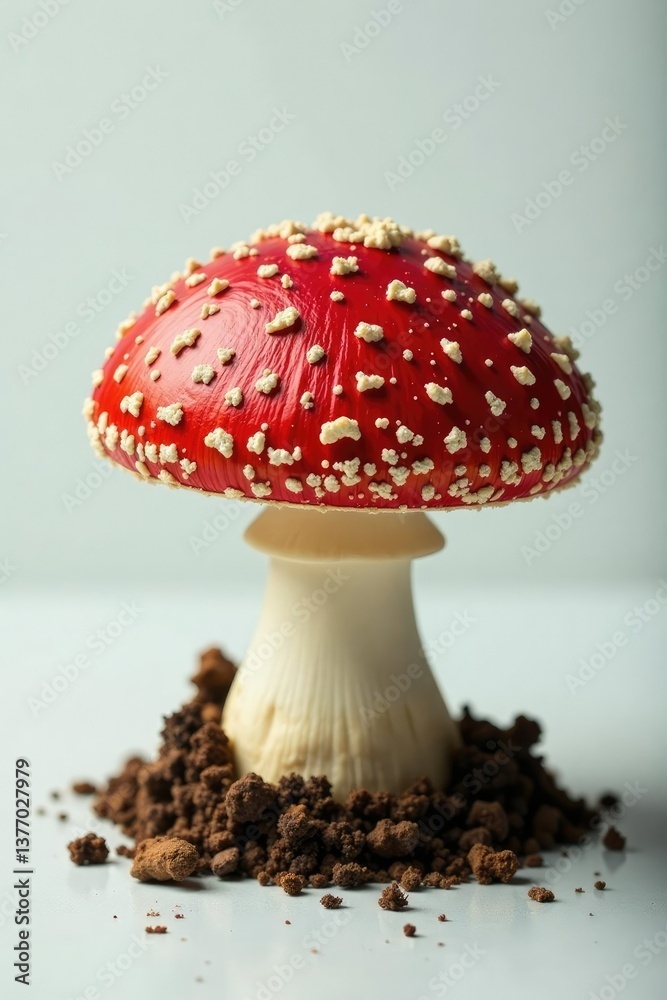 Obraz premium Spreading red caps with white speckled surface, mushrooms, cap