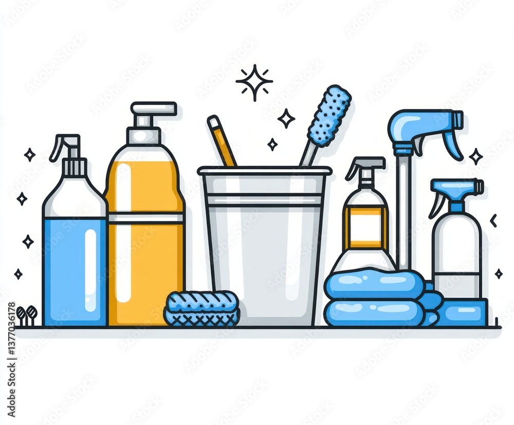 Cleaning Tools Illustration Cleaning Tools Illustration