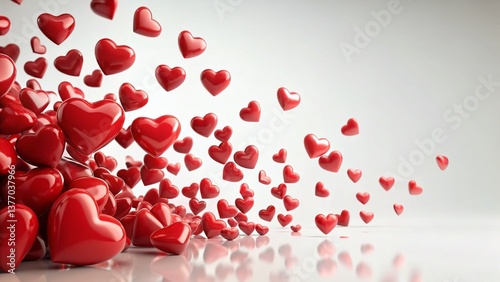 Romantic Red Hearts Scattered on White Background - Perfect for Valentine's Day