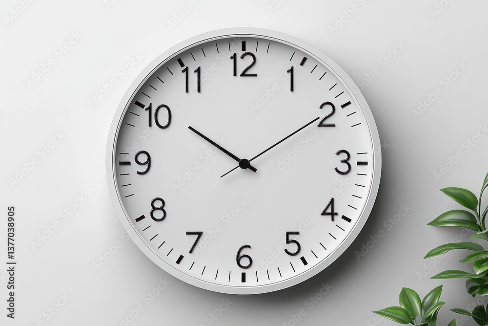 Modern Minimalist Wall Clock with Temperature and Humidity Meter on White Background Modern Minimalist Wall Clock with Temperature and Humidity Meter on White Background