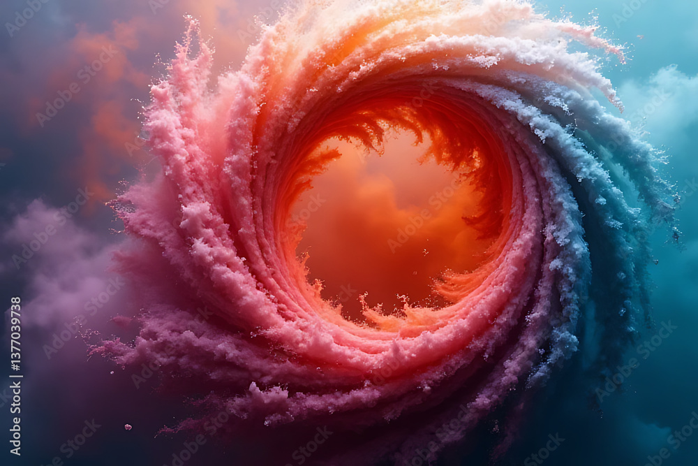 Fototapeta premium Vivid swirling waves of color abstract digital art fantasy environment surreal viewpoint
